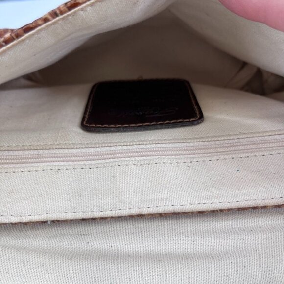 Fossil Brown Leather Woven Shoulder Bag Purse Boho Key Charm 90's Y2K Vintage - Picture 12 of 16